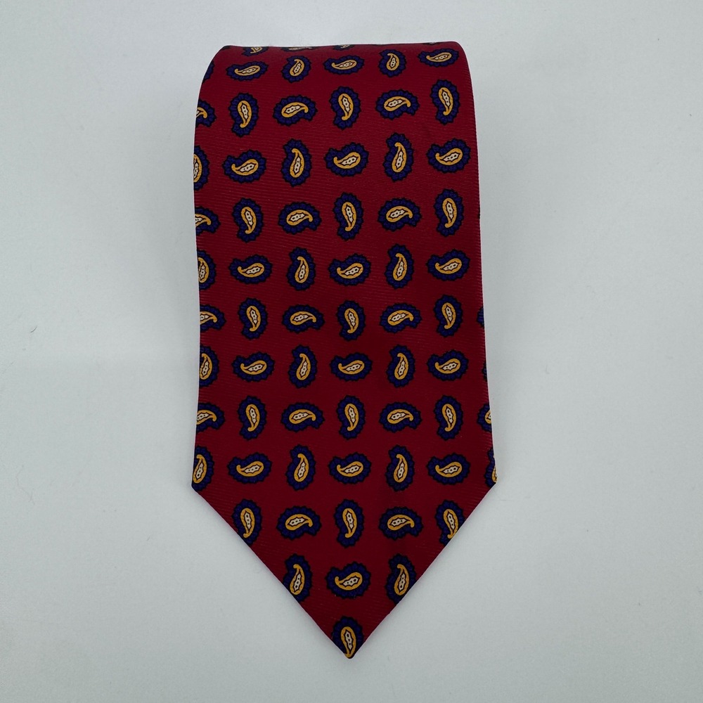 Vintage Polo Ralph Lauren Mens Silk Tie Red Paisley Made by Hand